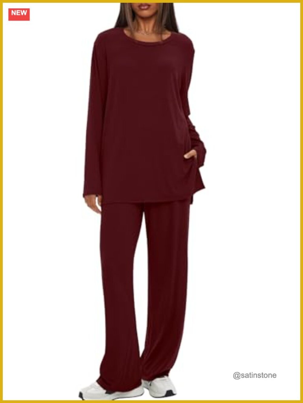 Women's 2 Piece Lounge Set Oversized Top Wide Leg Pants